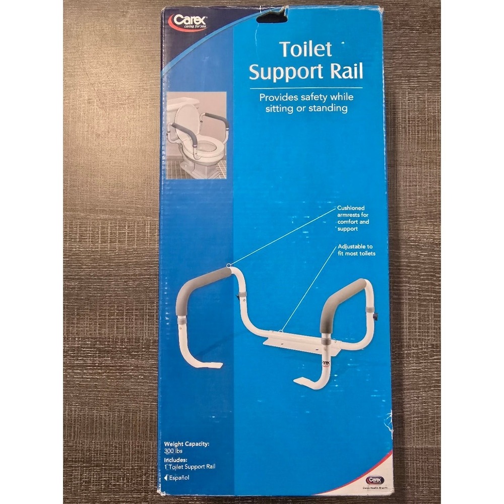Carex Toilet Support Rail (ONLY) with Armrests Sitting Standing Adjustable